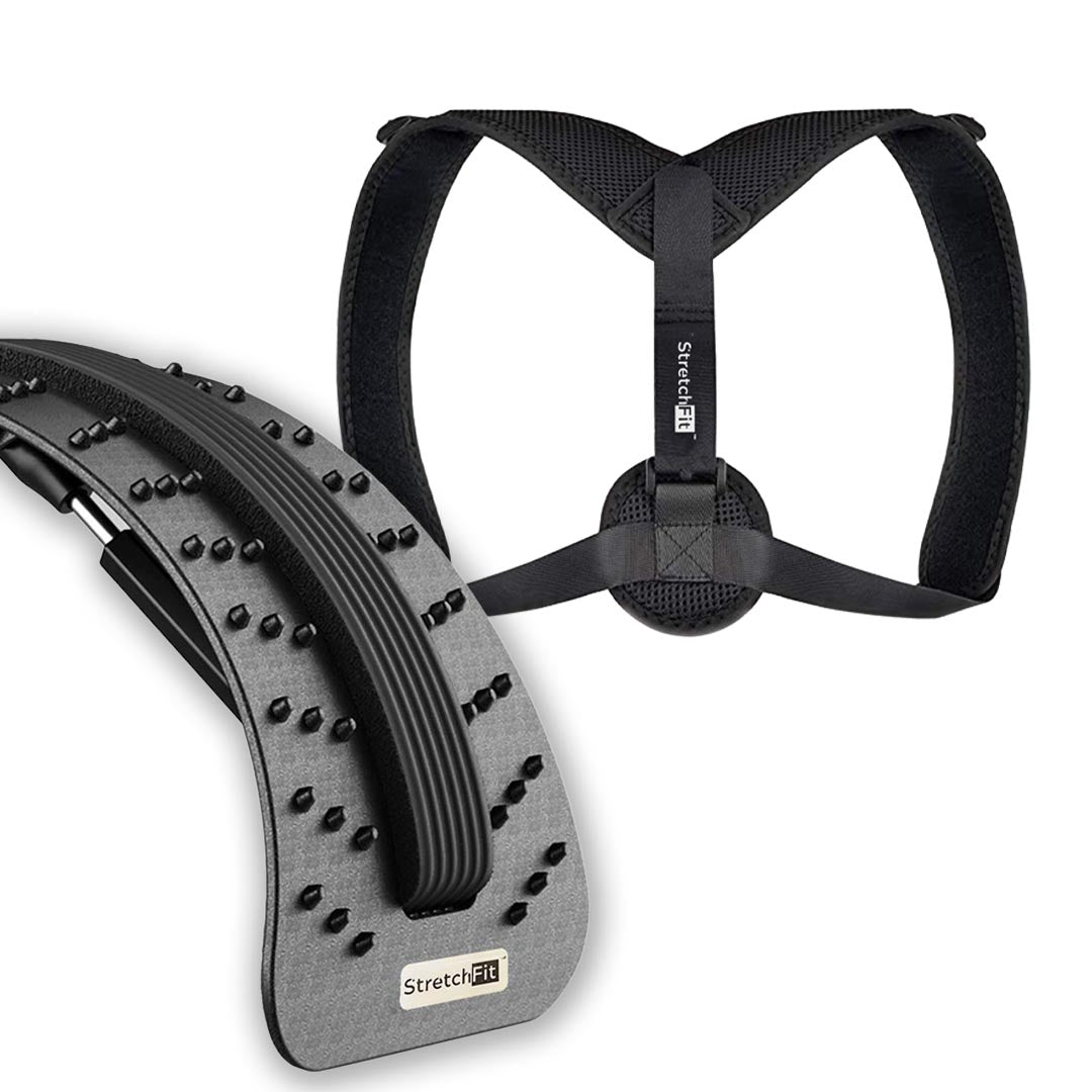 Fekete Hátnyújtó pad BackFlex PRO és Tartásjavító hátpánt Corpus